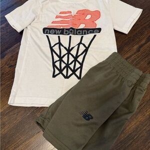 New Balance White Athletic Tee and Shorts Set - boys size 5/6